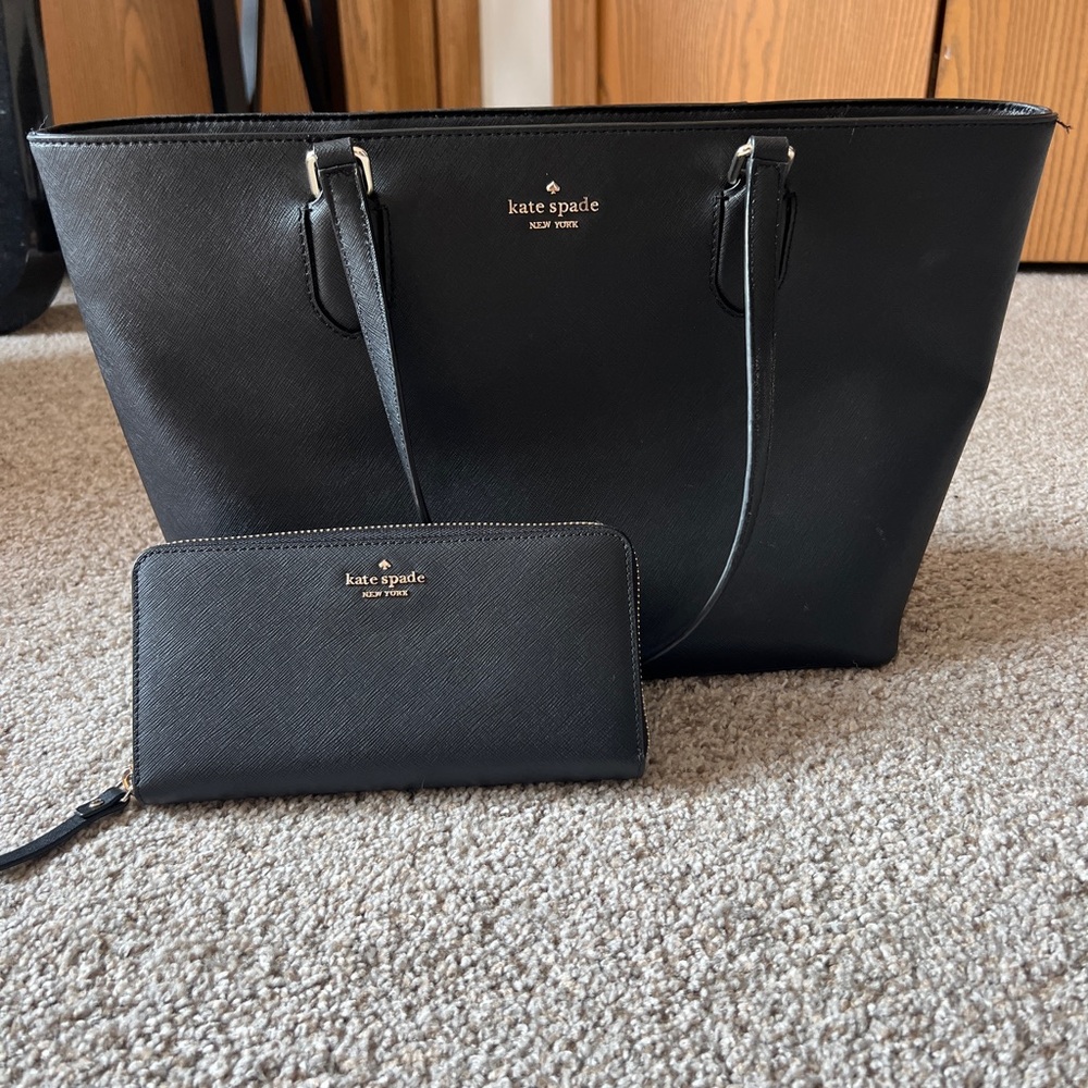 Kate Spade black purse and matching wallet